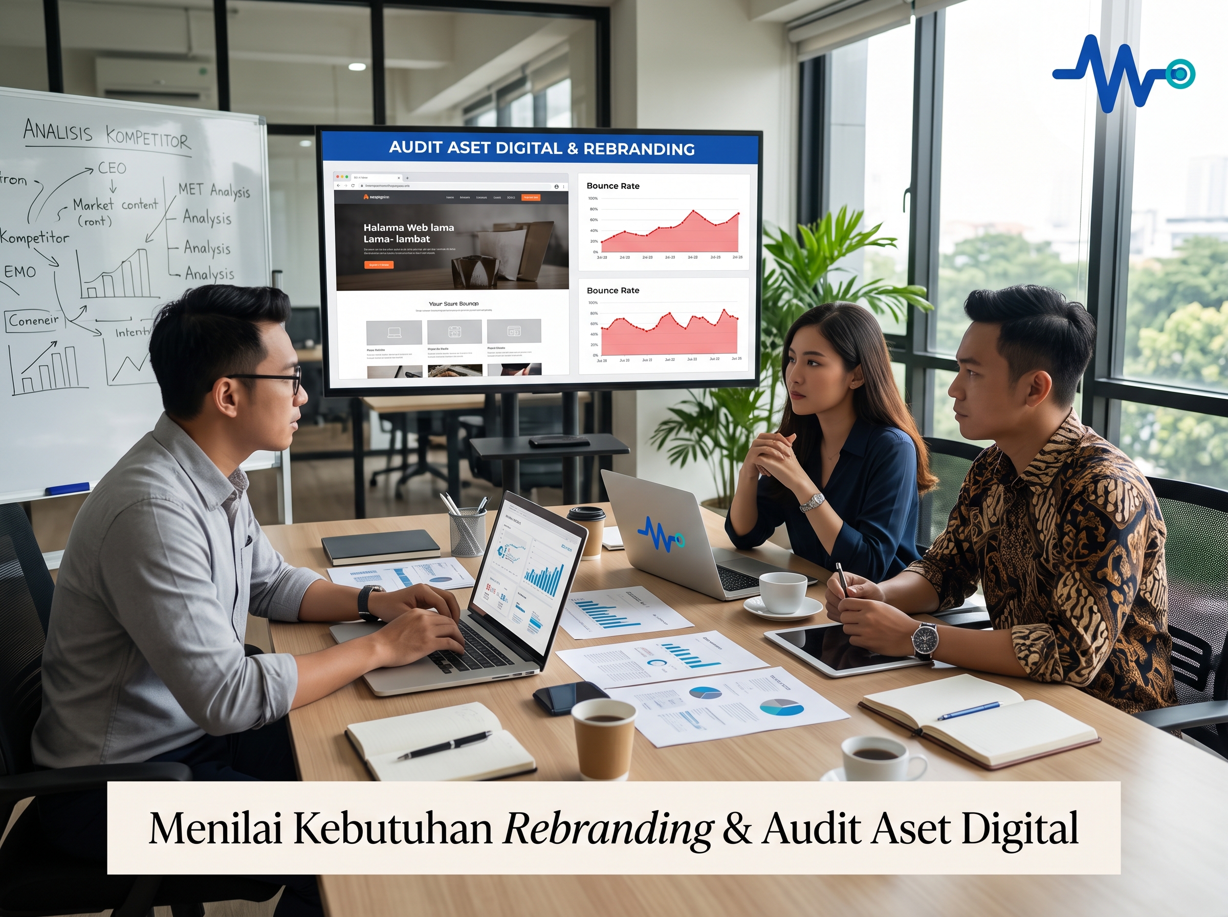Analisis data analitik situs web untuk audit digital perusahaan.
