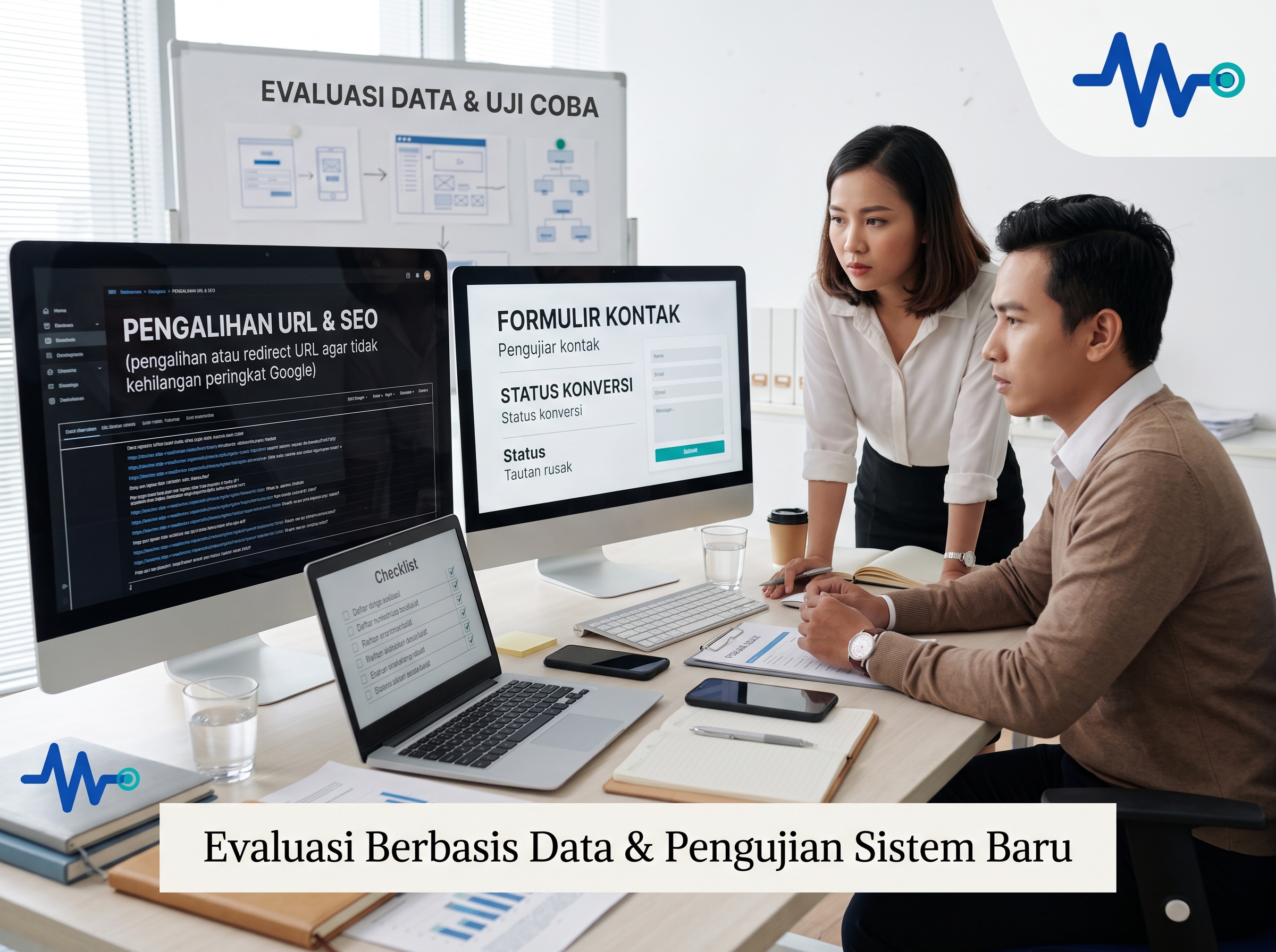 Mock-up situs web responsif yang dioptimalkan untuk konversi bisnis.